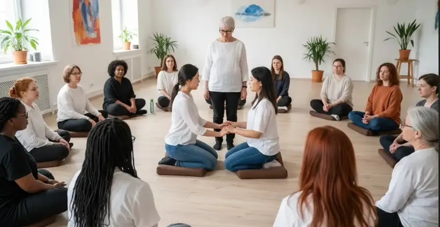 Mulheres em atendimento de acolhimento